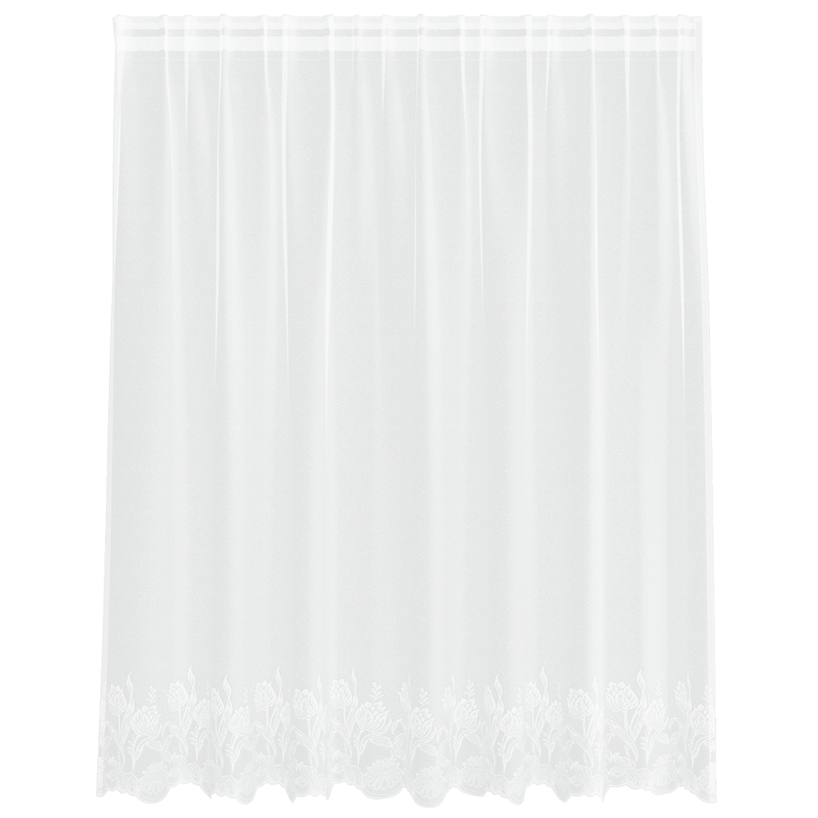 Kantgordijn met gordijnen Bloemen Wit 200 x 160 cm Polyester
