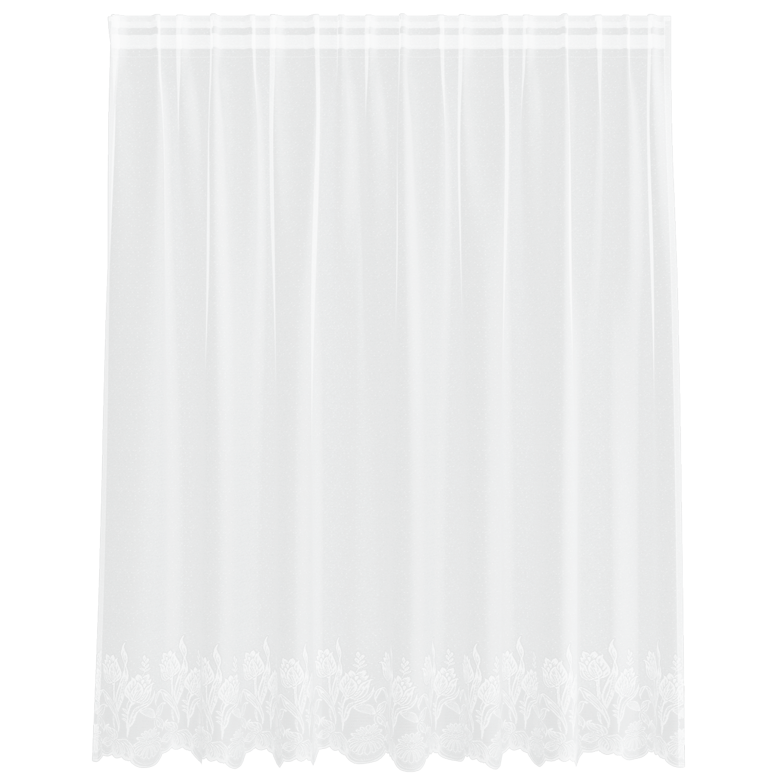 Kantgordijn met gordijnen Bloemen Wit 200 x 180 cm Polyester
