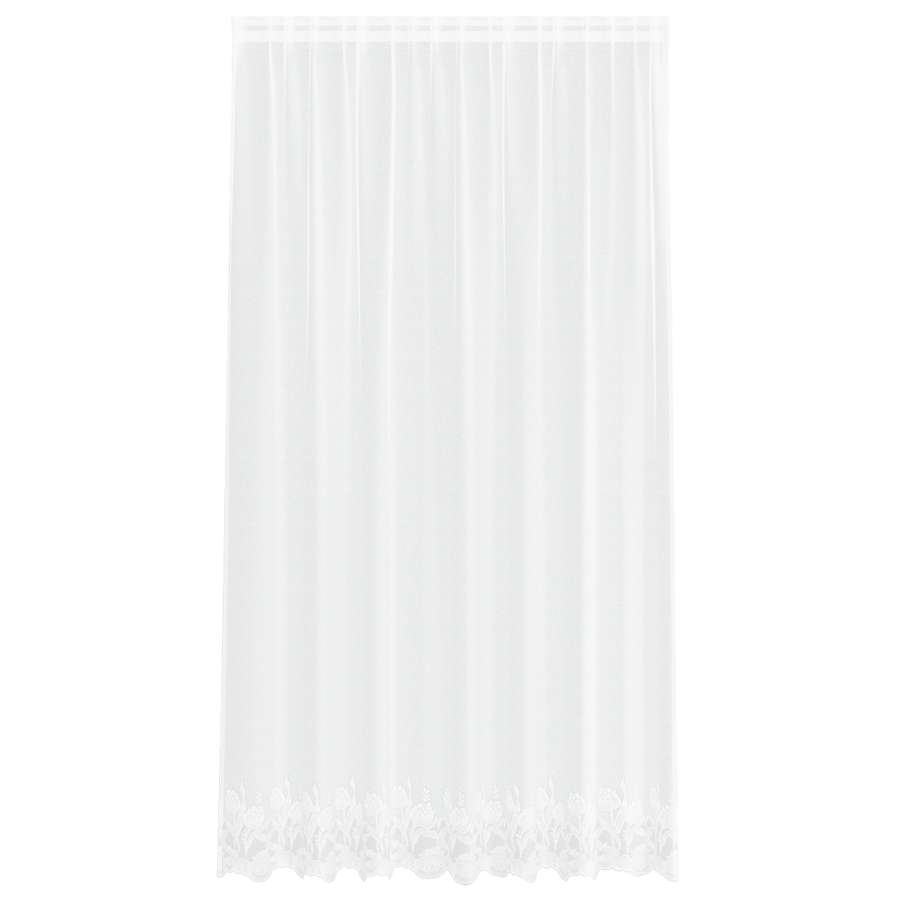 Kantgordijn met gordijnen Bloemen Wit 200 x 245 cm Polyester
