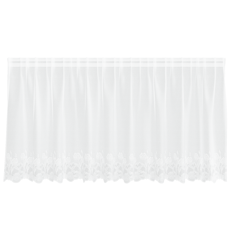 Kantgordijn met gordijnen Bloemen Wit 300 x 80 cm Polyester