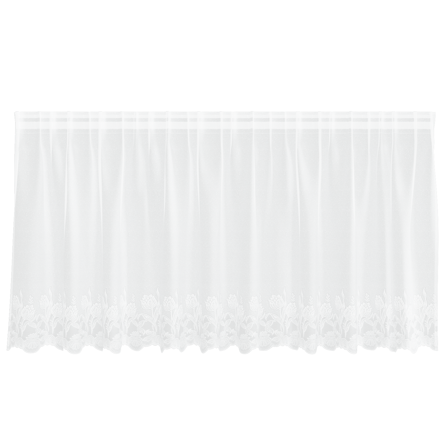 Kantgordijn met gordijnen Bloemen Wit 300 x 100 cm Polyester