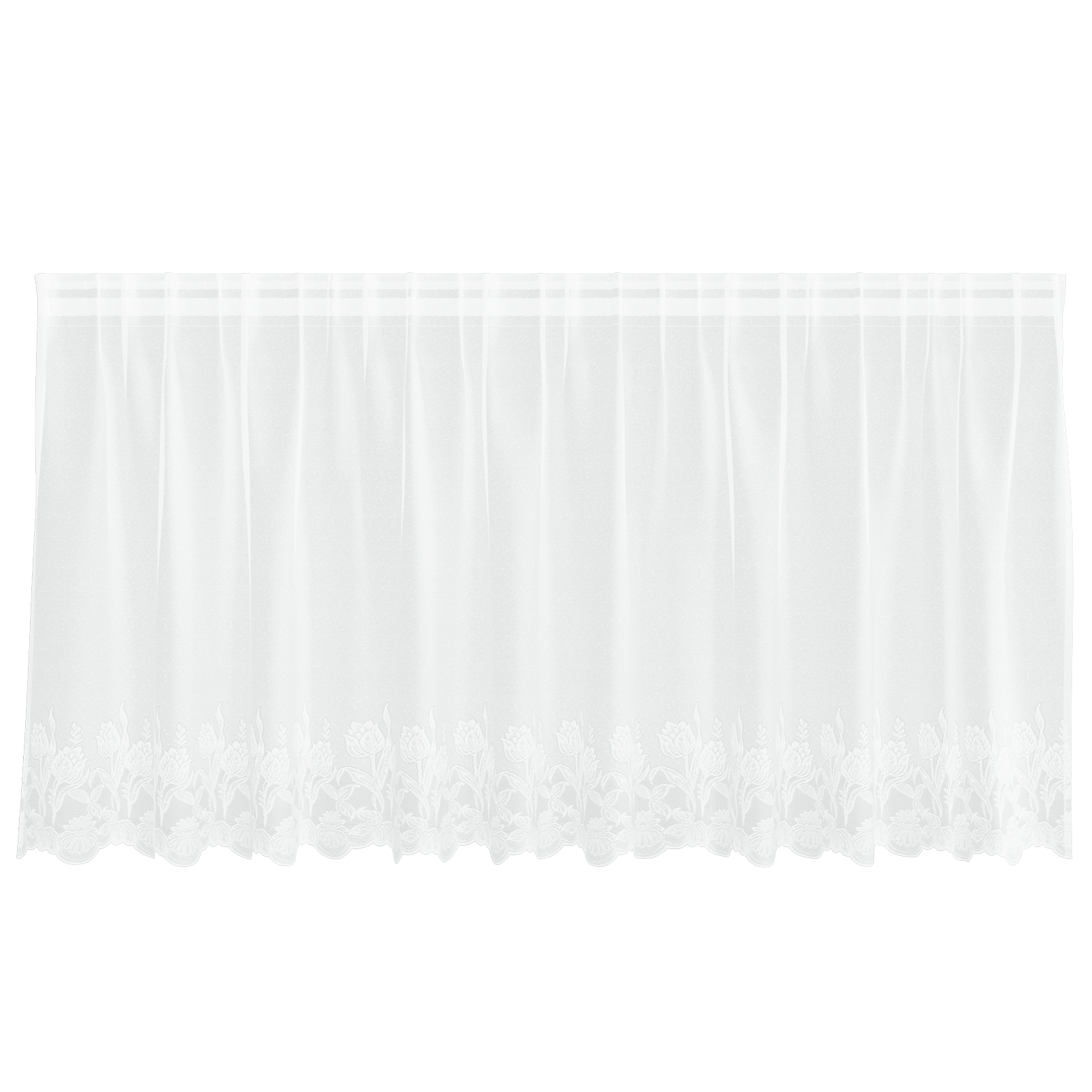 Kantgordijn met gordijnen Bloemen Wit 300 x 120 cm Polyester