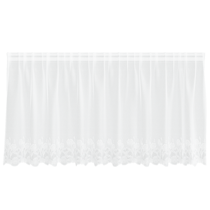 Kantgordijn met gordijnen Bloemen Wit 300 x 120 cm Polyester