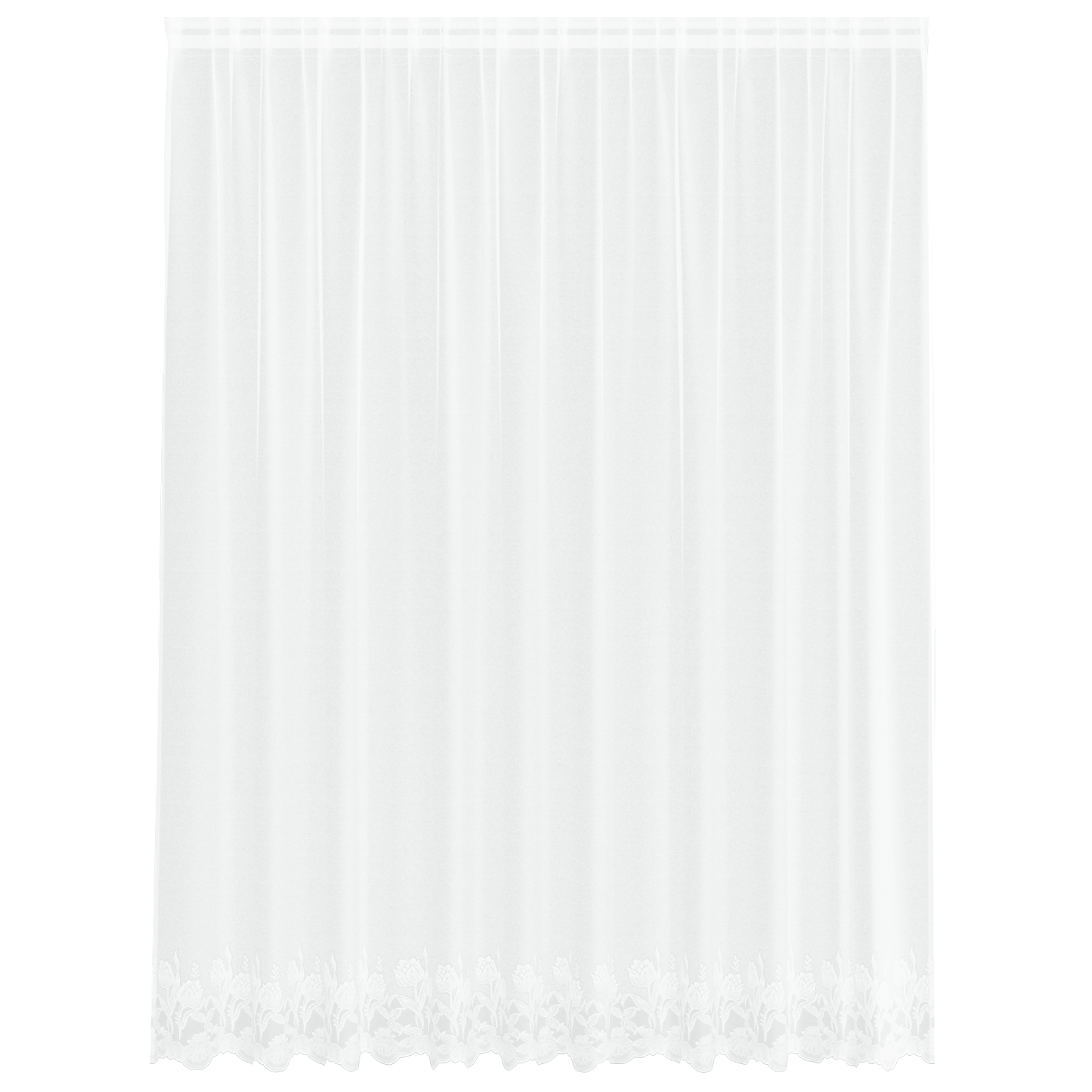 Kantgordijn met gordijnen Bloemen Wit 300 x 245 cm Polyester