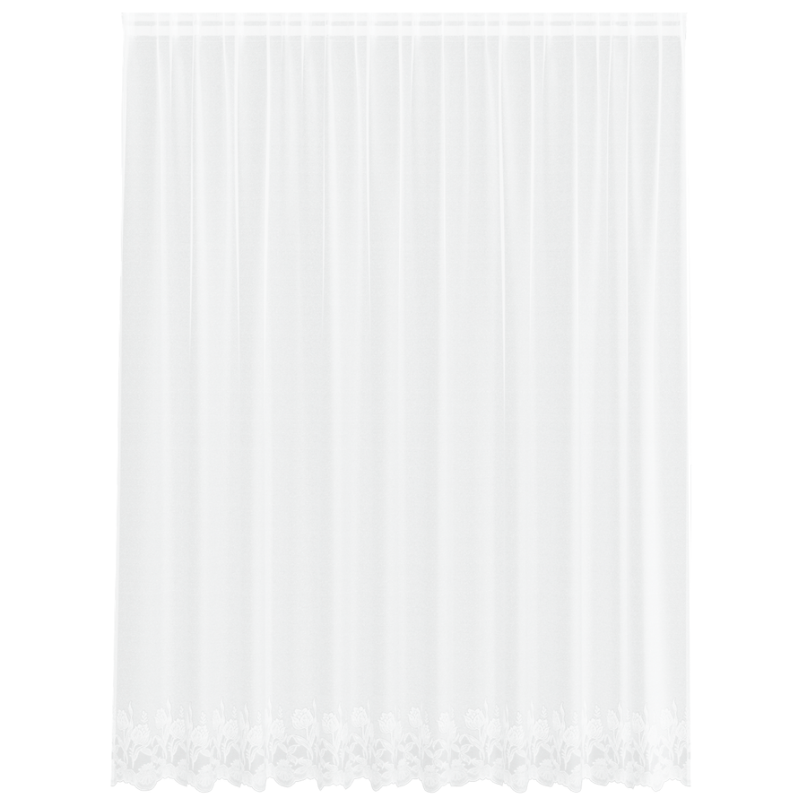 Kantgordijn met gordijnen Bloemen Wit 300 x 245 cm Polyester