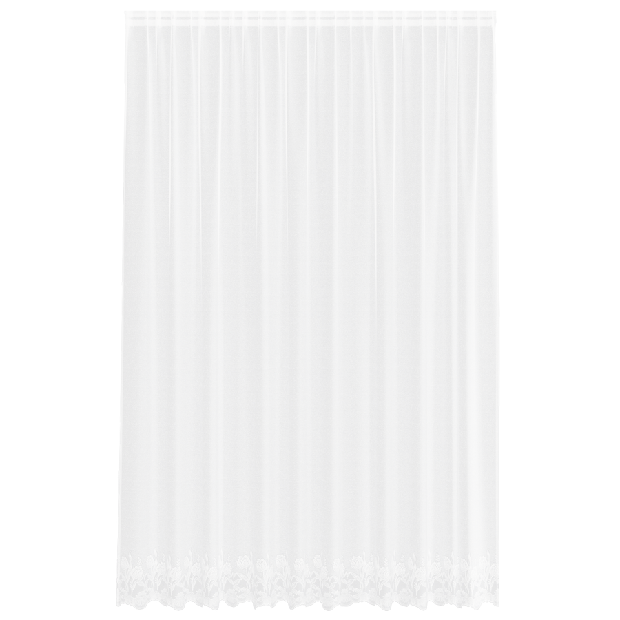 Kantgordijn met gordijnen Bloemen Wit 300 x 300 cm Polyester