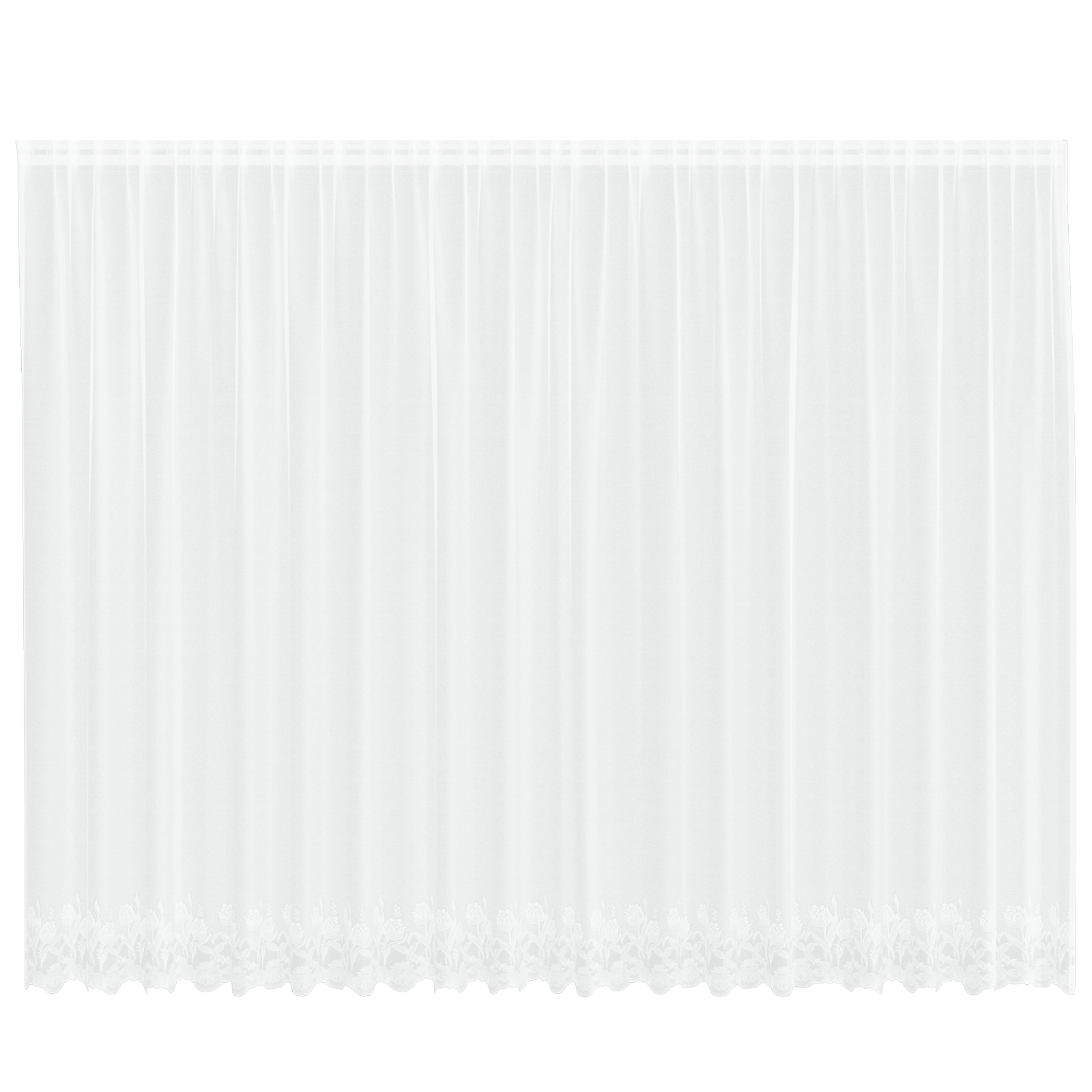Kantgordijn met gordijnen Bloemen Wit 500 x 200 cm Polyester