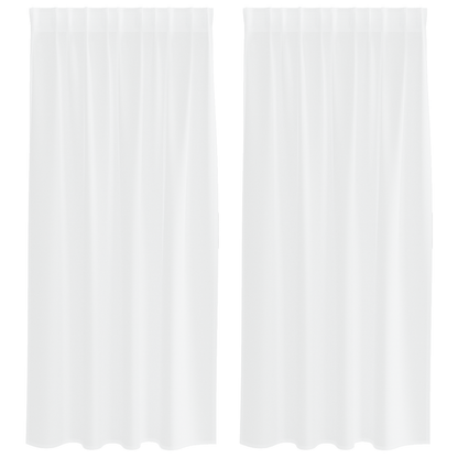 Gordijnen met gordijnen 2 pcs Wit 140 x 175 cm Polyester