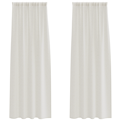 Gordijnen met gordijnen 2 pcs Crème 140 x 245 cm Polyester