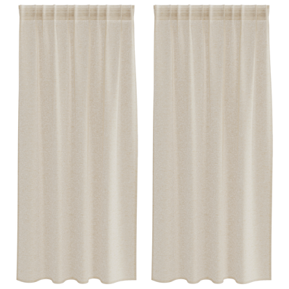 Gordijnen met gordijnen 2 pcs Zand 140 x 175 cm Polyester