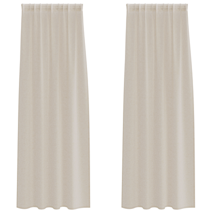 Gordijnen met gordijnen 2 pcs Zand 140 x 225 cm Polyester