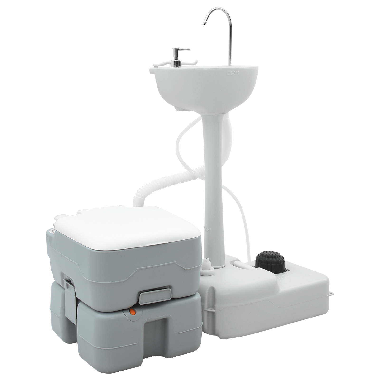 Campingtoilet en Handwasstandset Draagbaar Grijs en Wit