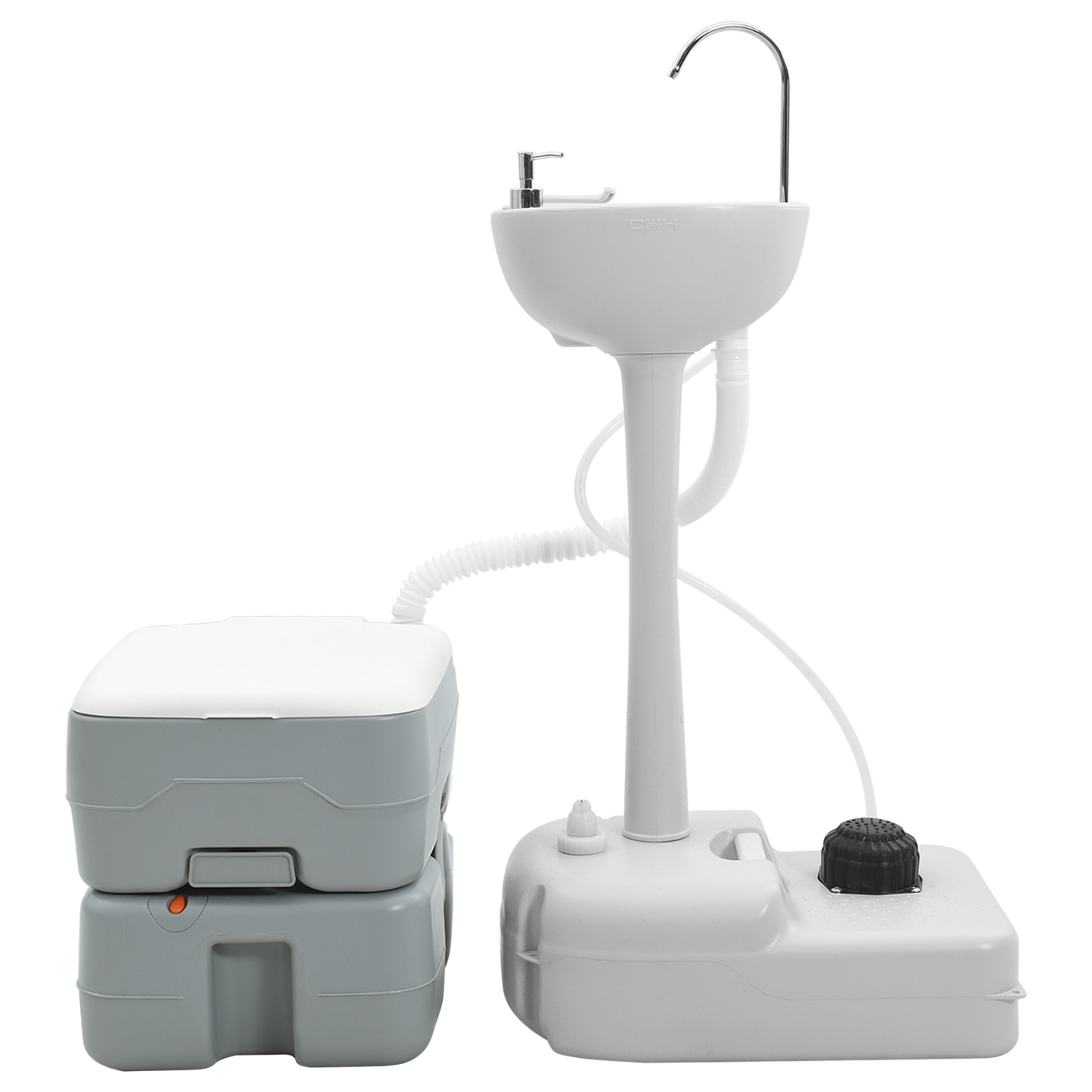 Campingtoilet en Handwasstandset Draagbaar Grijs en Wit