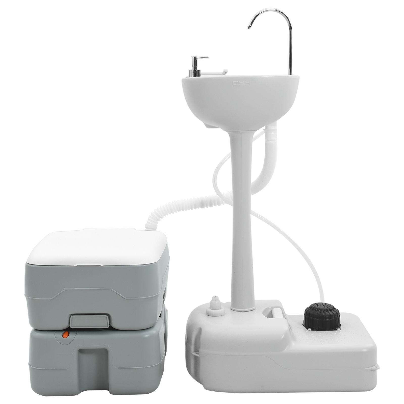Campingtoilet en Handwasstandset Draagbaar Grijs en Wit