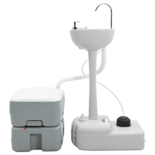 Campingtoilet en Handwasstandset Draagbaar Grijs en Wit