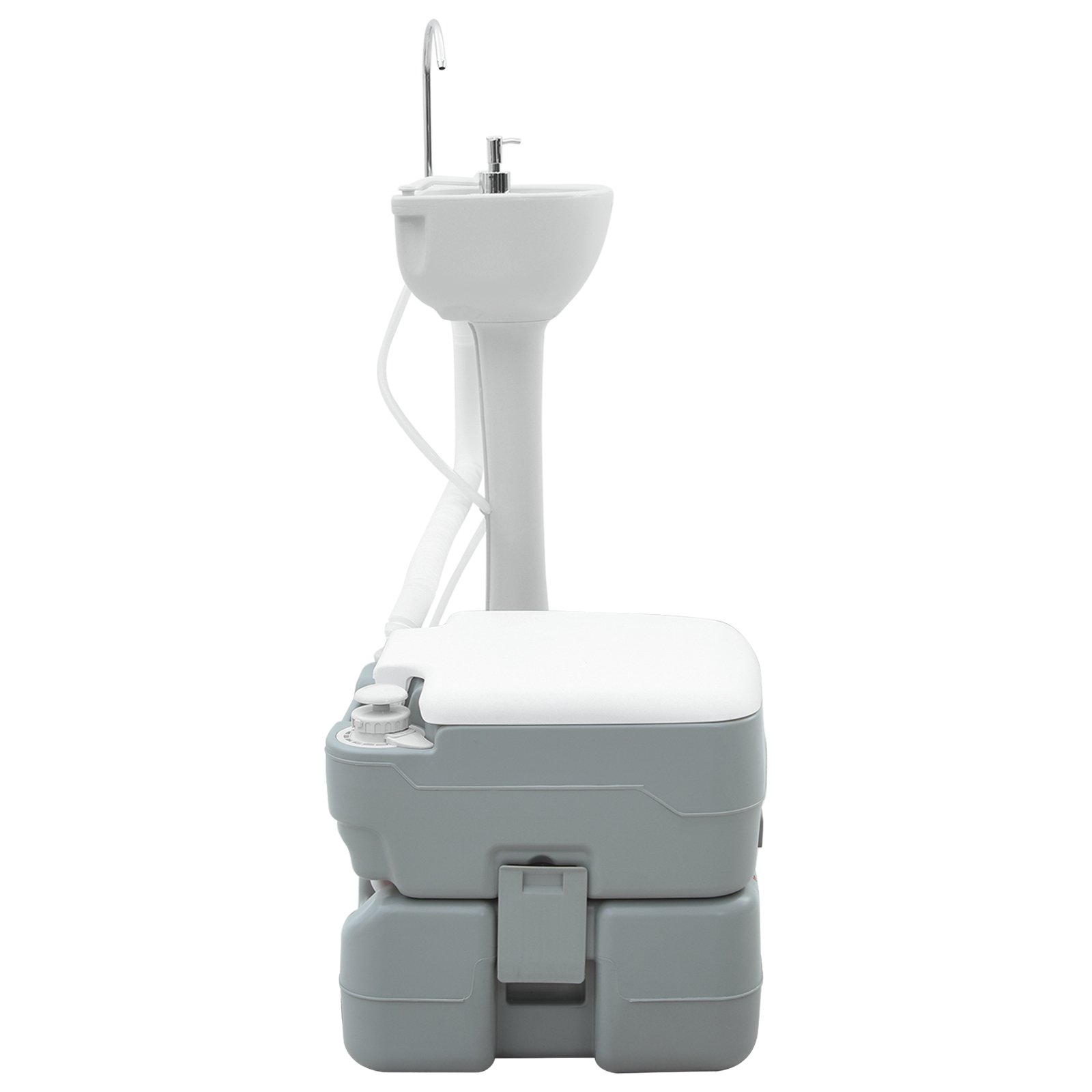Campingtoilet en Handwasstandset Draagbaar Grijs en Wit