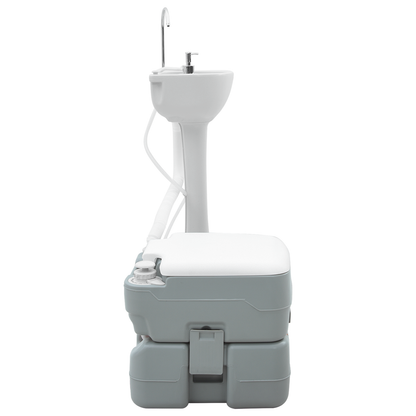 Campingtoilet en Handwasstandset Draagbaar Grijs en Wit