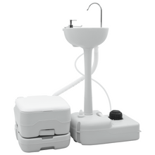 Campingtoilet en Handwasstandset Draagbaar Grijs en Wit