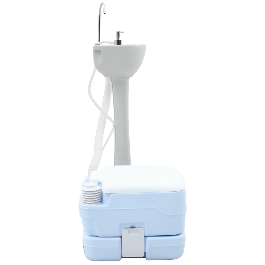 Kamptoilet en Handwasstand Set Draagbaar Blauw en Wit