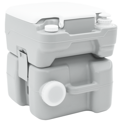Campingtoilet Draagbaar Grijs 10L Schoon Water, 20L Afvalwatertank