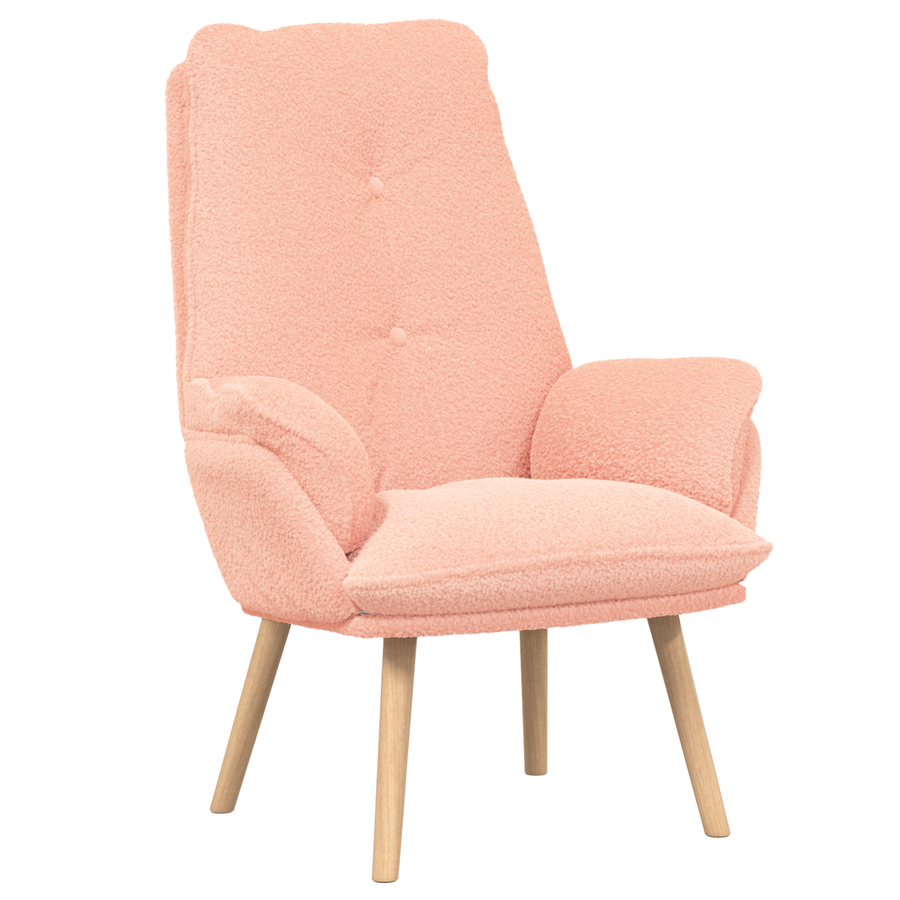 Ontspanningstoel in Roze met Een Leuke Krullende Stof