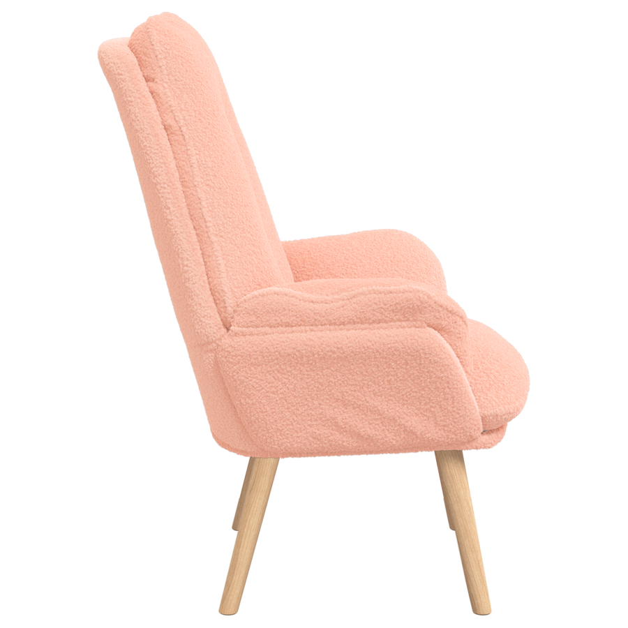 Ontspanningstoel in Roze met Een Leuke Krullende Stof