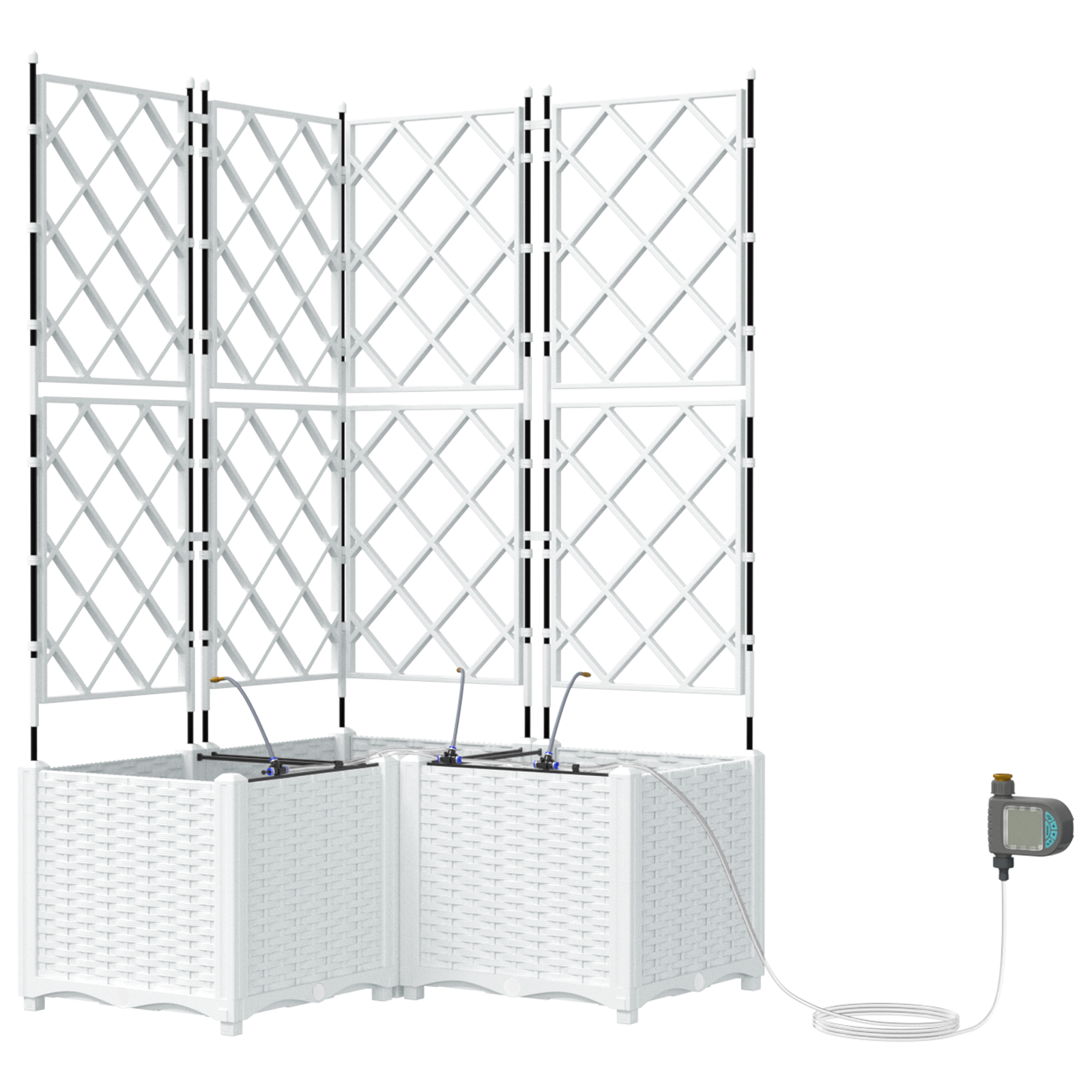 Plantenbakken 3 st met waterirrigatiesysteem wit