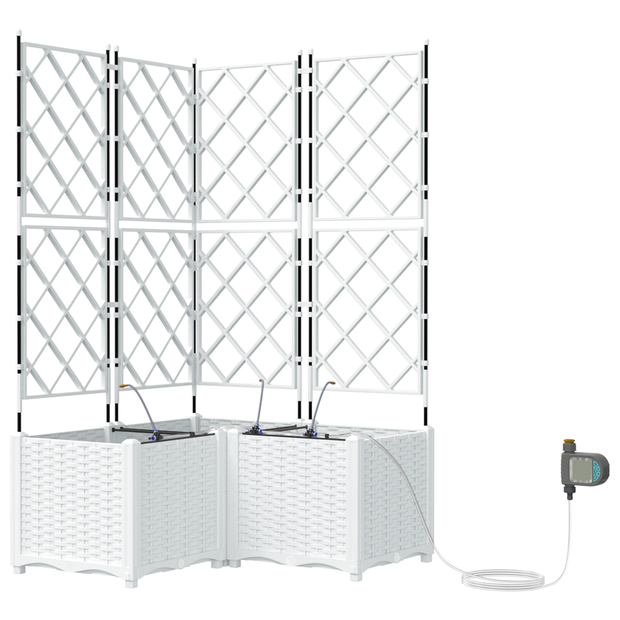 Plantenbakken 3 st met waterirrigatiesysteem wit