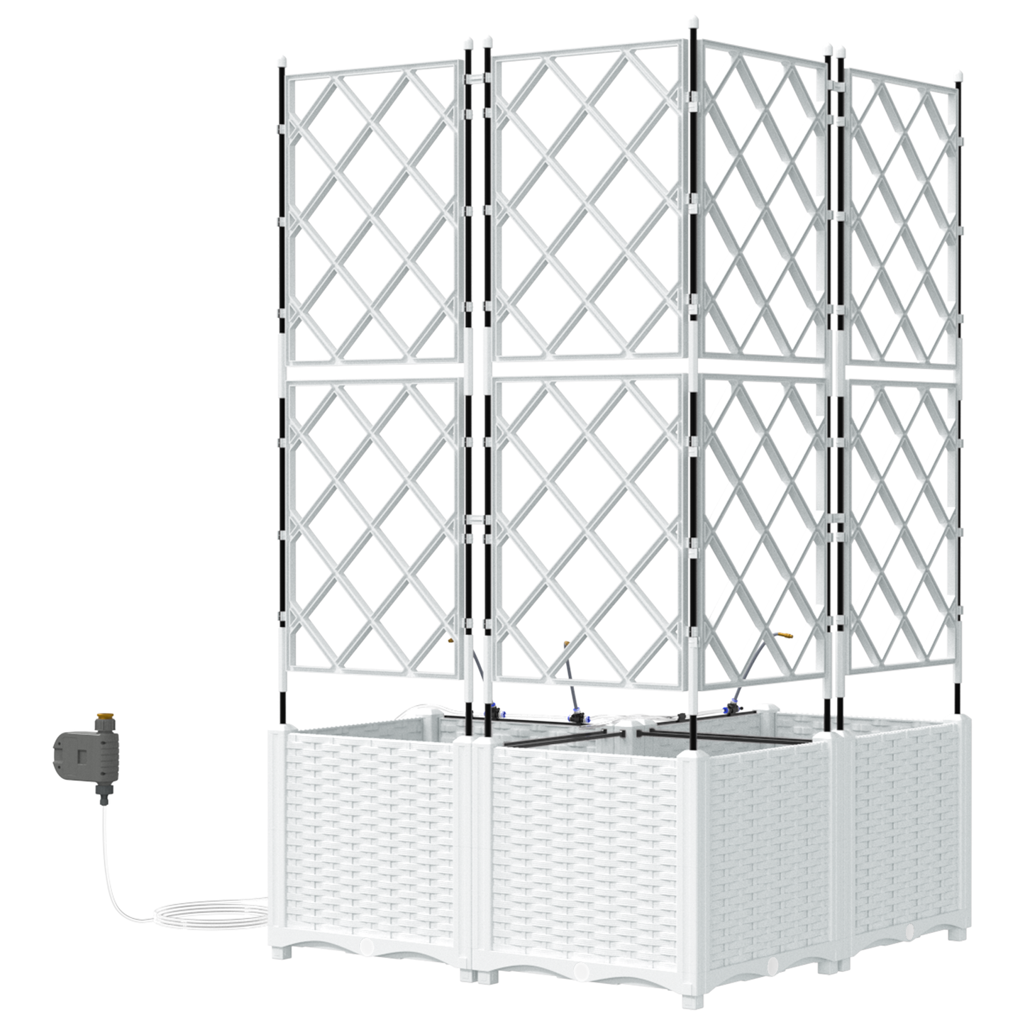 Plantenbakken 3 st met waterirrigatiesysteem wit