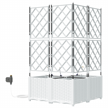 Plantenbakken 3 st met waterirrigatiesysteem wit