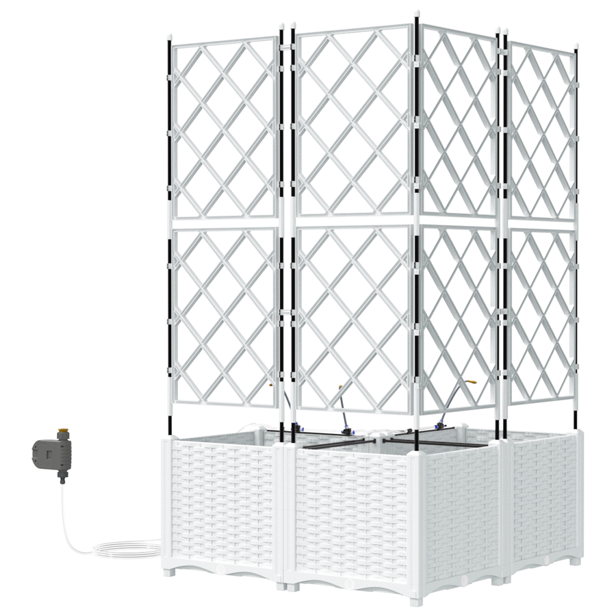 Plantenbakken 3 st met waterirrigatiesysteem wit