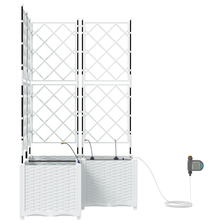 Plantenbakken 3 st met waterirrigatiesysteem wit