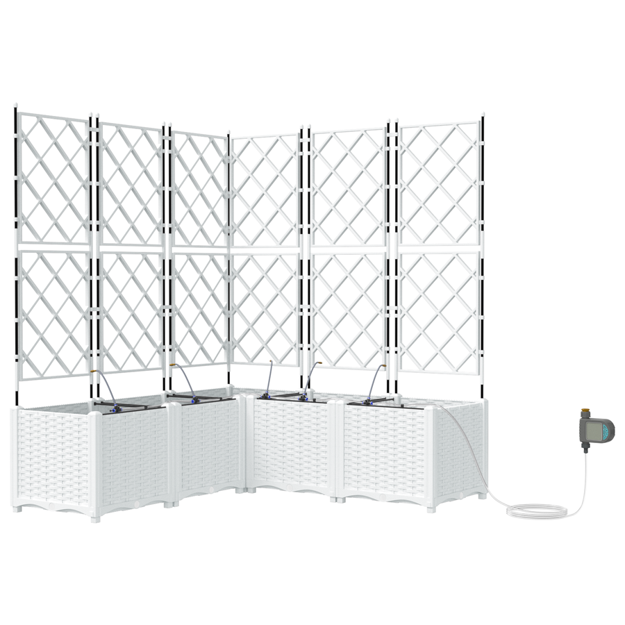 Plantenbakken 5 st met waterirrigatiesysteem wit