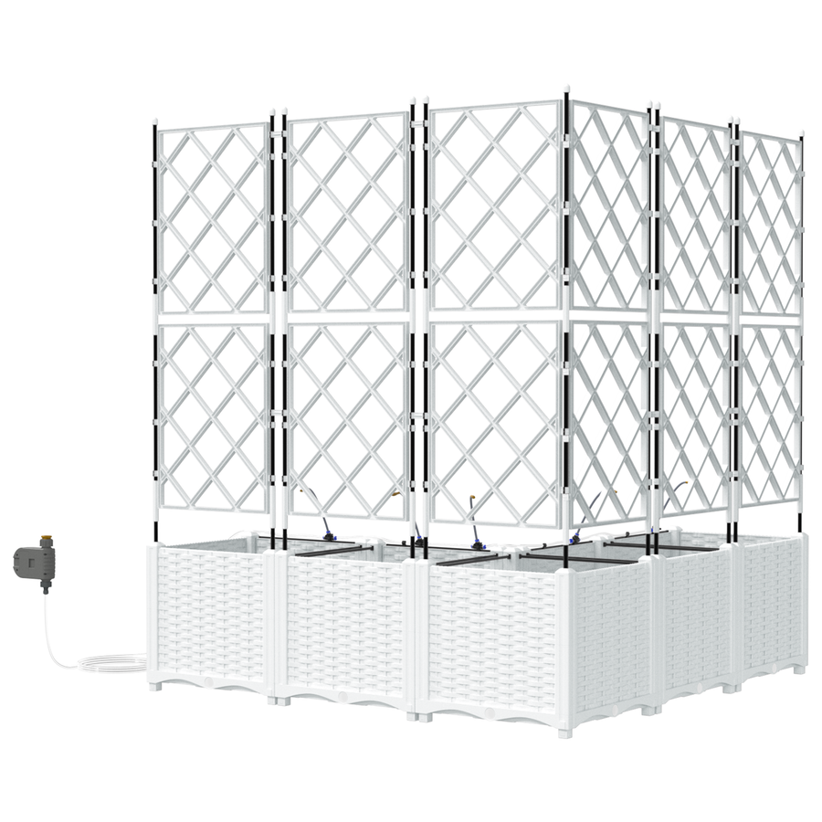 Plantenbakken 5 st met waterirrigatiesysteem wit