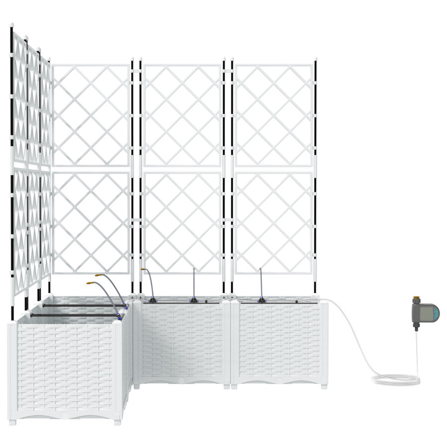 Plantenbakken 5 st met waterirrigatiesysteem wit