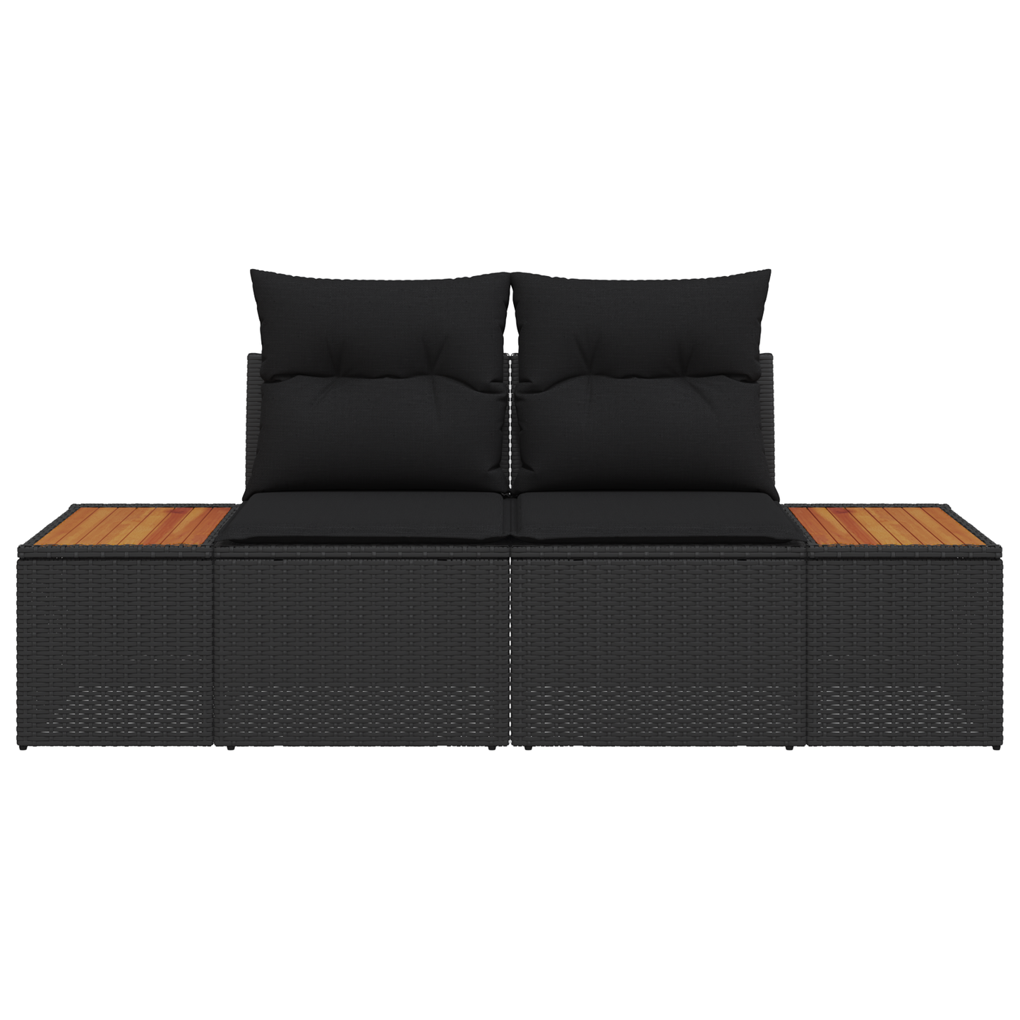 Tuinbank 2-zits met kussens poly rattan zwart