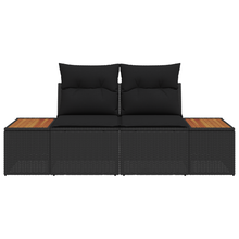 Tuinbank 2-zits met kussens poly rattan zwart
