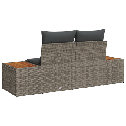 Tuinbank 2-zits met opbergruimte en kussens poly rattan grijs