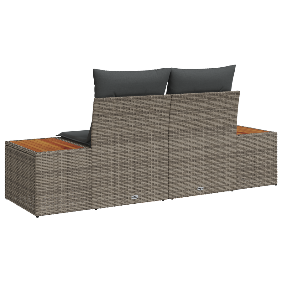 Tuinbank 2-zits met opbergruimte en kussens poly rattan grijs