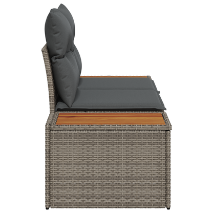 Tuinbank 2-zits met opbergruimte en kussens poly rattan grijs