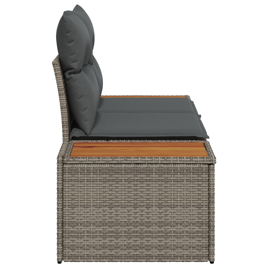 Tuinbank 2-zits met opbergruimte en kussens poly rattan grijs