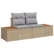 Tuinbank poly rattan beige 184x62x85cm