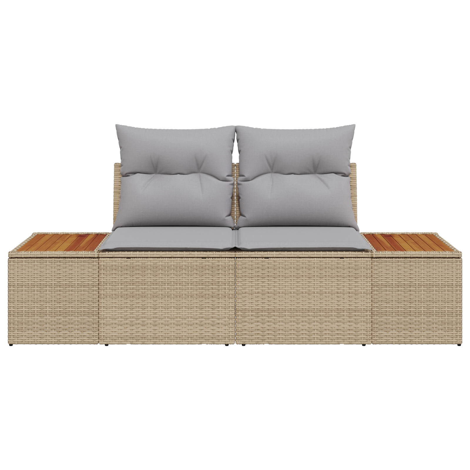 Tuinbank 2-zits met opbergruimte en kussens poly rattan beige