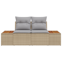 Tuinbank 2-zits met opbergruimte en kussens poly rattan beige