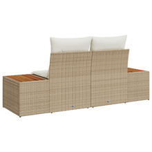 Tuinbank 2-zits met opbergruimte en kussens poly rattan beige