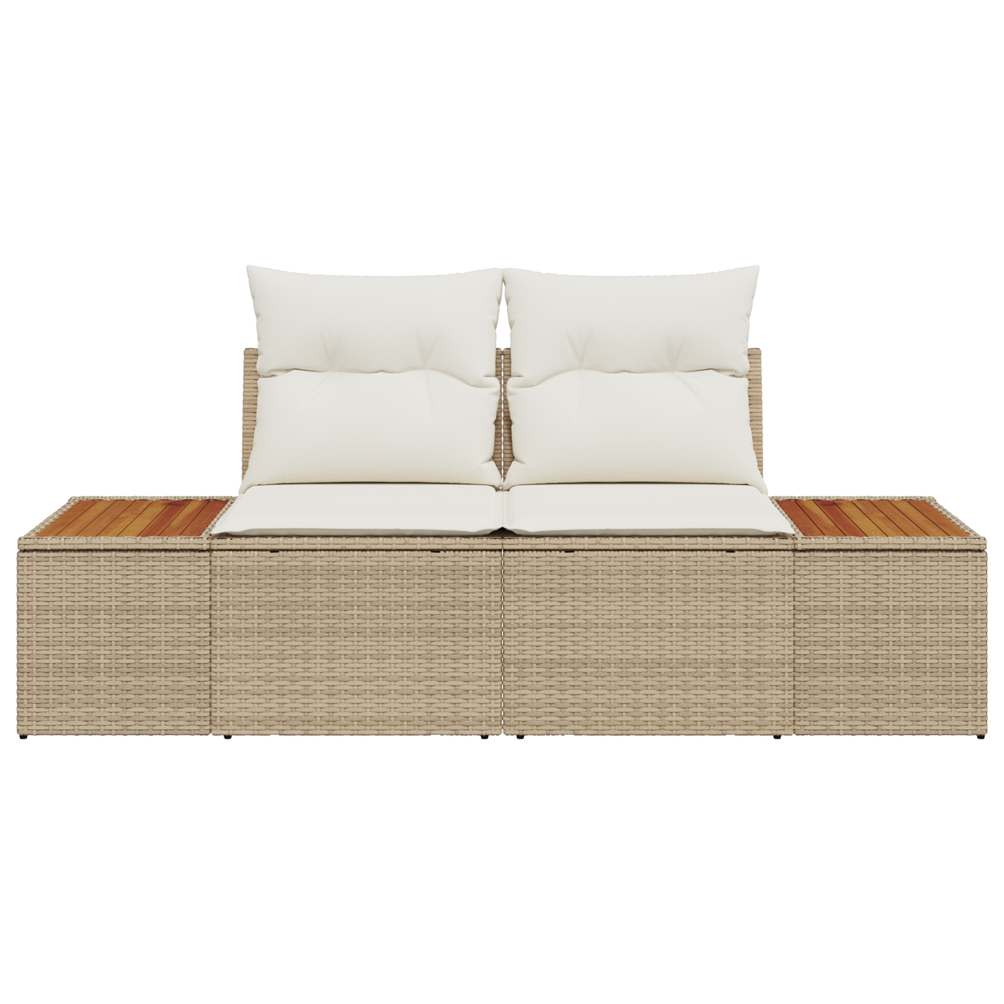 Tuinbank 2-zits met opbergruimte en kussens poly rattan beige