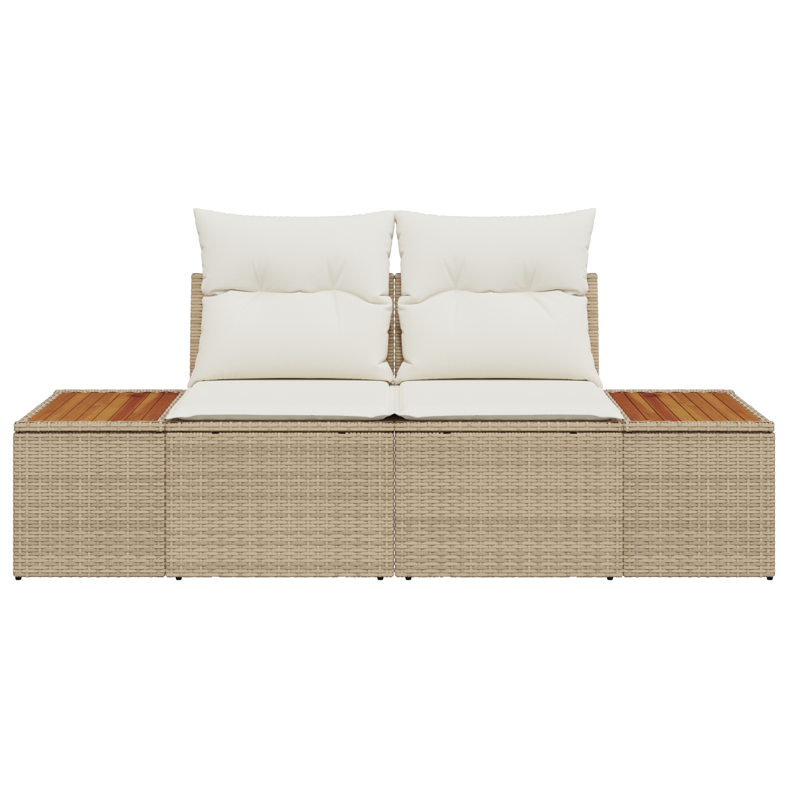 Tuinbank 2-zits met opbergruimte en kussens poly rattan beige