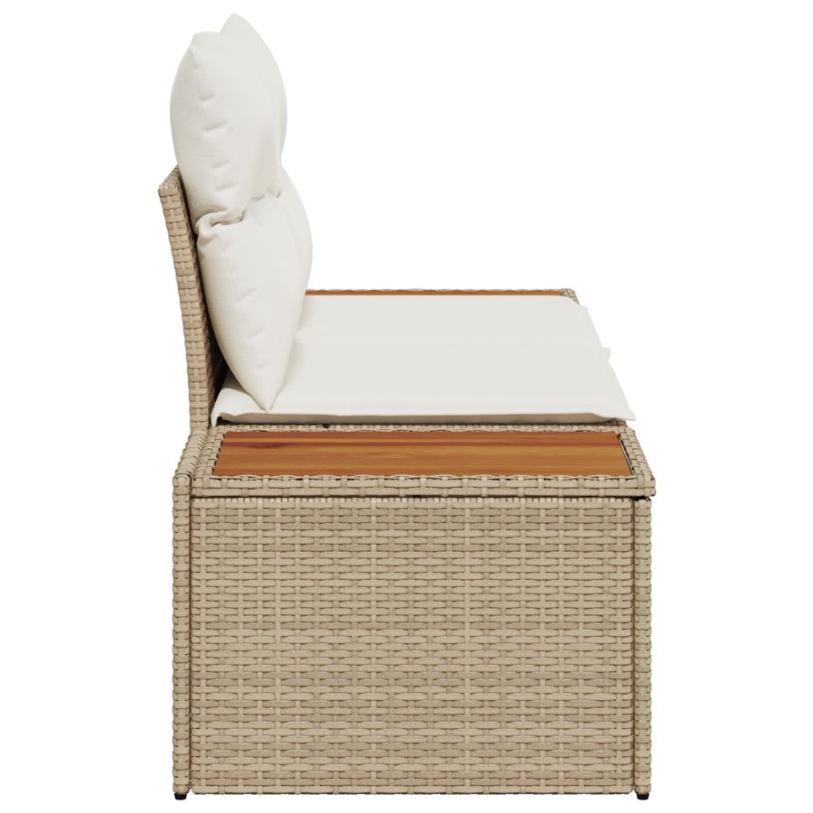 Tuinbank 2-zits met opbergruimte en kussens poly rattan beige