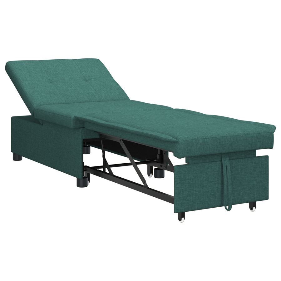 3-in-1 Sofa Bed - Uittrekbaar ontwerp in donkergroene stof