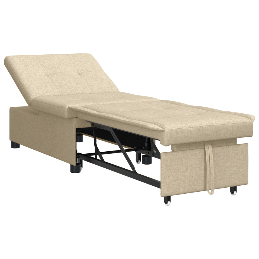 Sofa Bed 3-in-1 Uittrekbaar Ontwerp in Crème Stof